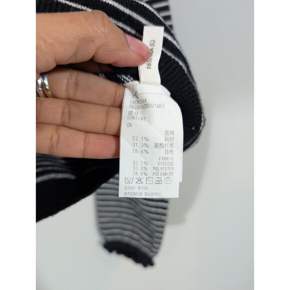 INMAN Womens Mock Neck Striped Sweater Sz L Mature Old Money Preppy Quiet - Picture 6 of 8